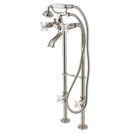 Kingston Brass CCK266PXK8 Freestanding Clawfoot Tub Faucet Package with Supply Line, Brushed Nickel CCK266PXK8